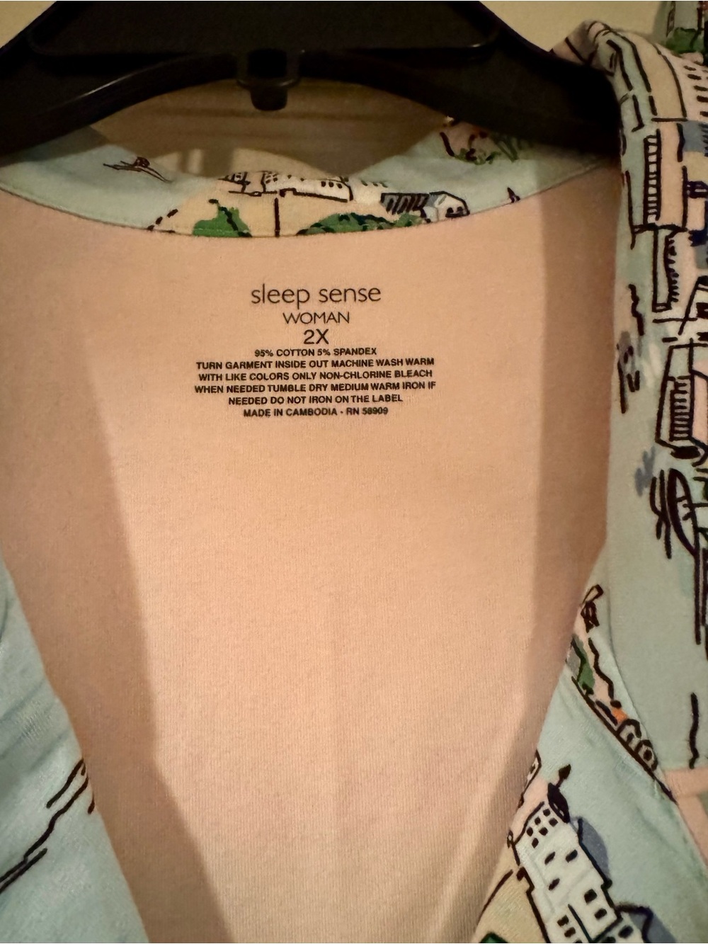 Women's Light Blue Scenic Print Pajama Set by Sleep Sense NWT - Picture 2 of 5